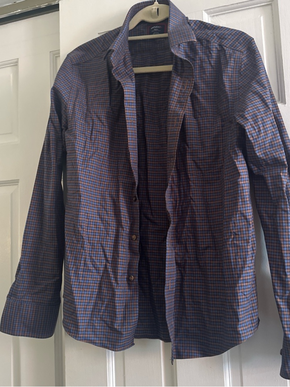 UNTUCKit Men's Lightweight Check Shirt Jacket - Blue & Brown
